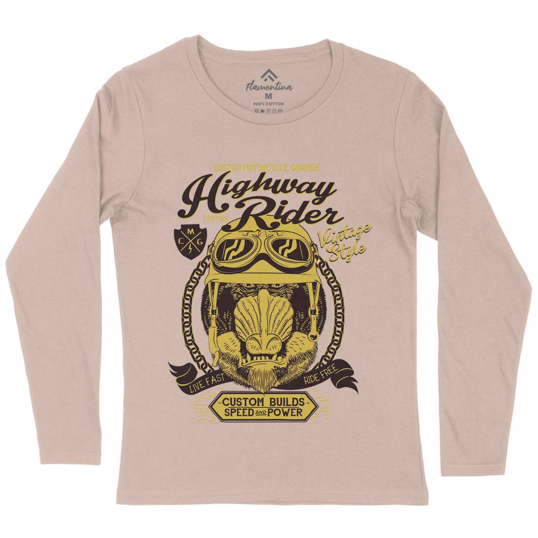 Highway Rider Womens Long Sleeve T-Shirt Motorcycles A999