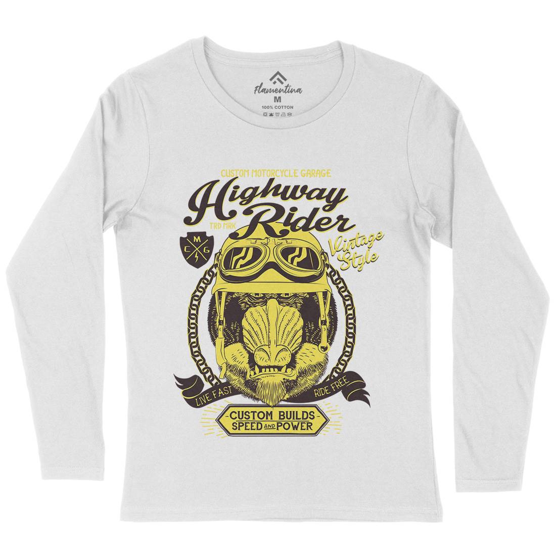Highway Rider Womens Long Sleeve T-Shirt Motorcycles A999