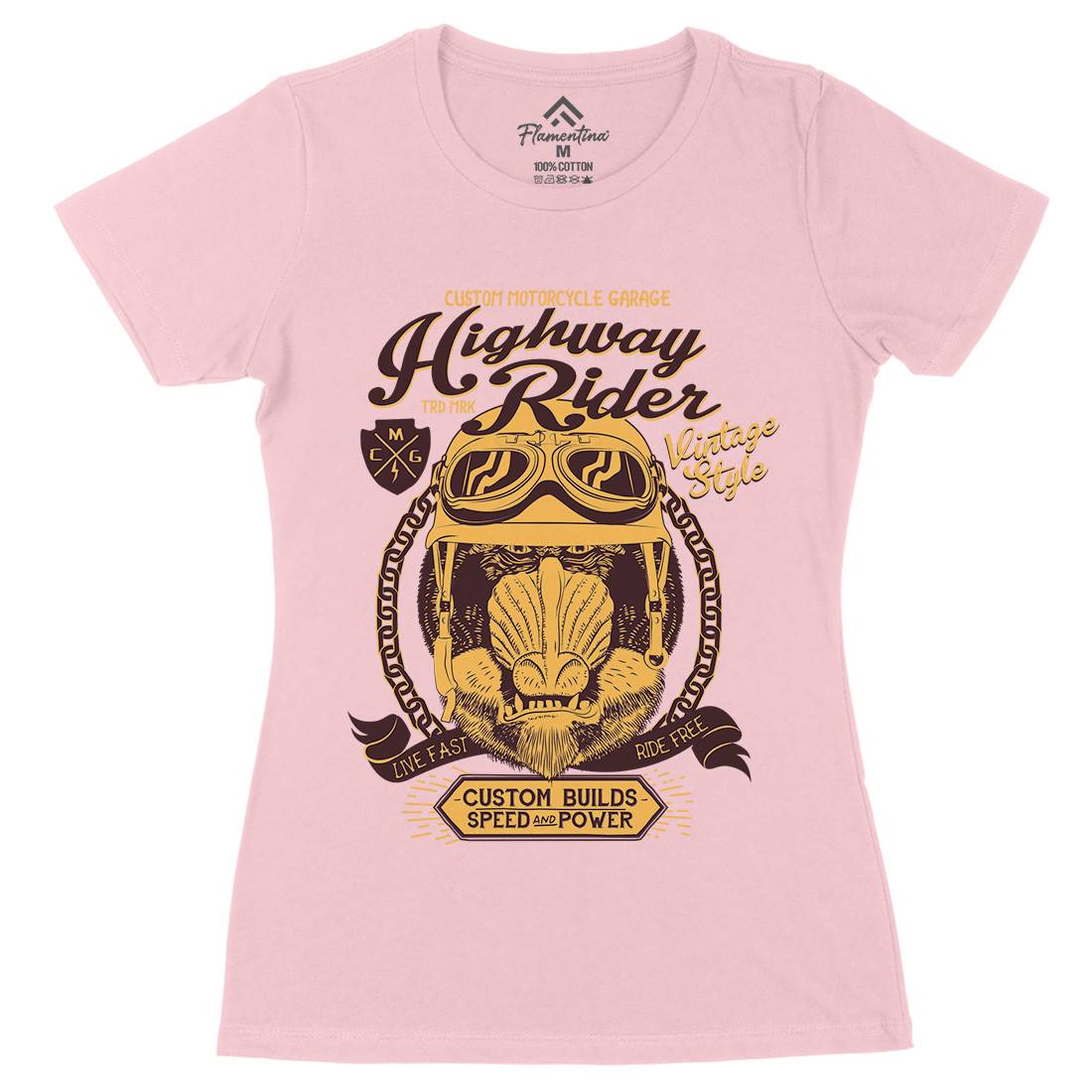 Highway Rider Womens Organic Crew Neck T-Shirt Motorcycles A999