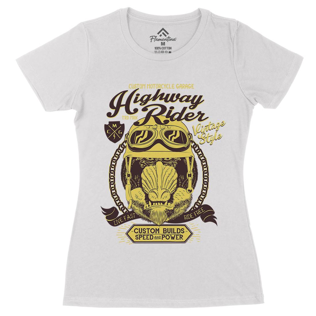 Highway Rider Womens Organic Crew Neck T-Shirt Motorcycles A999