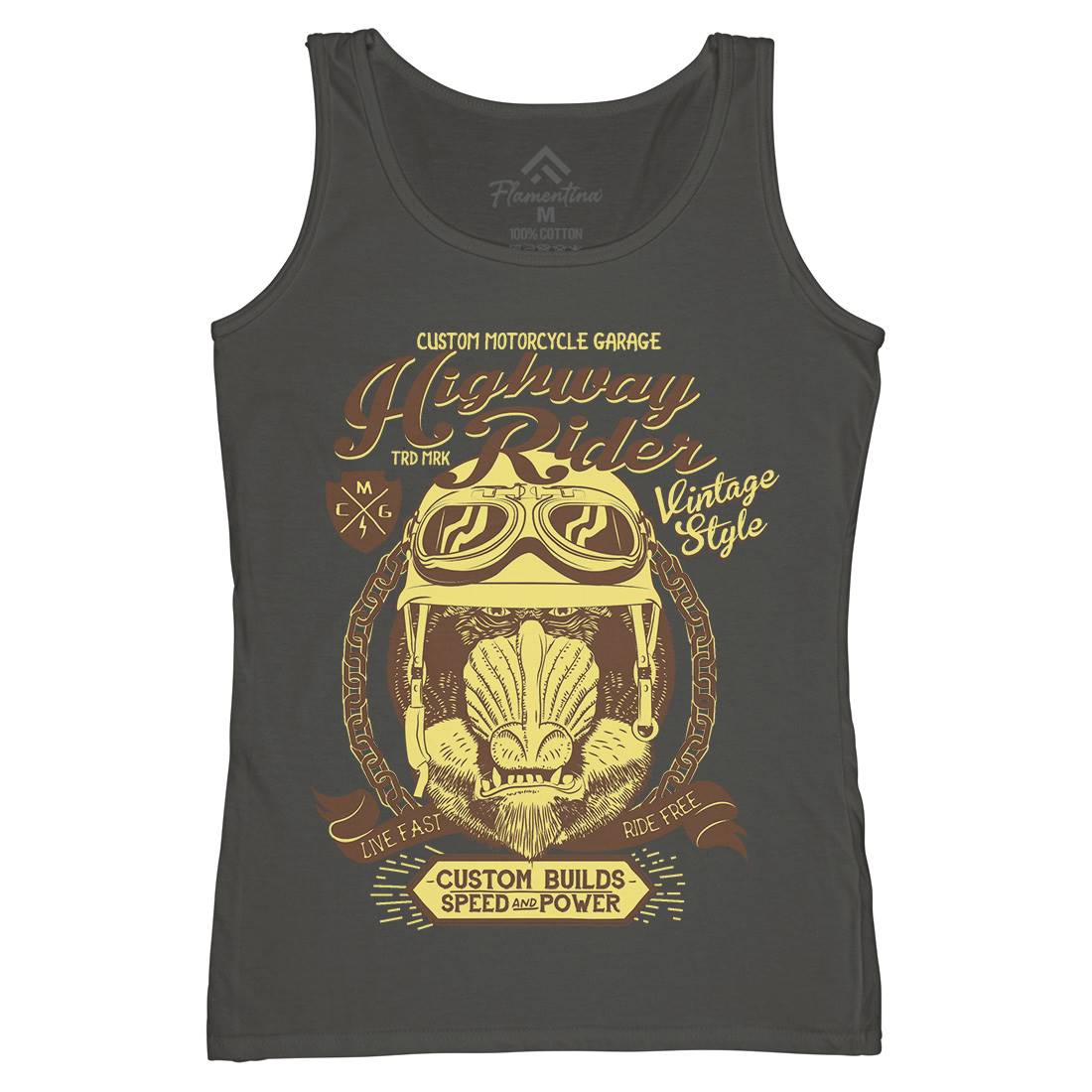 Highway Rider Womens Organic Tank Top Vest Motorcycles A999