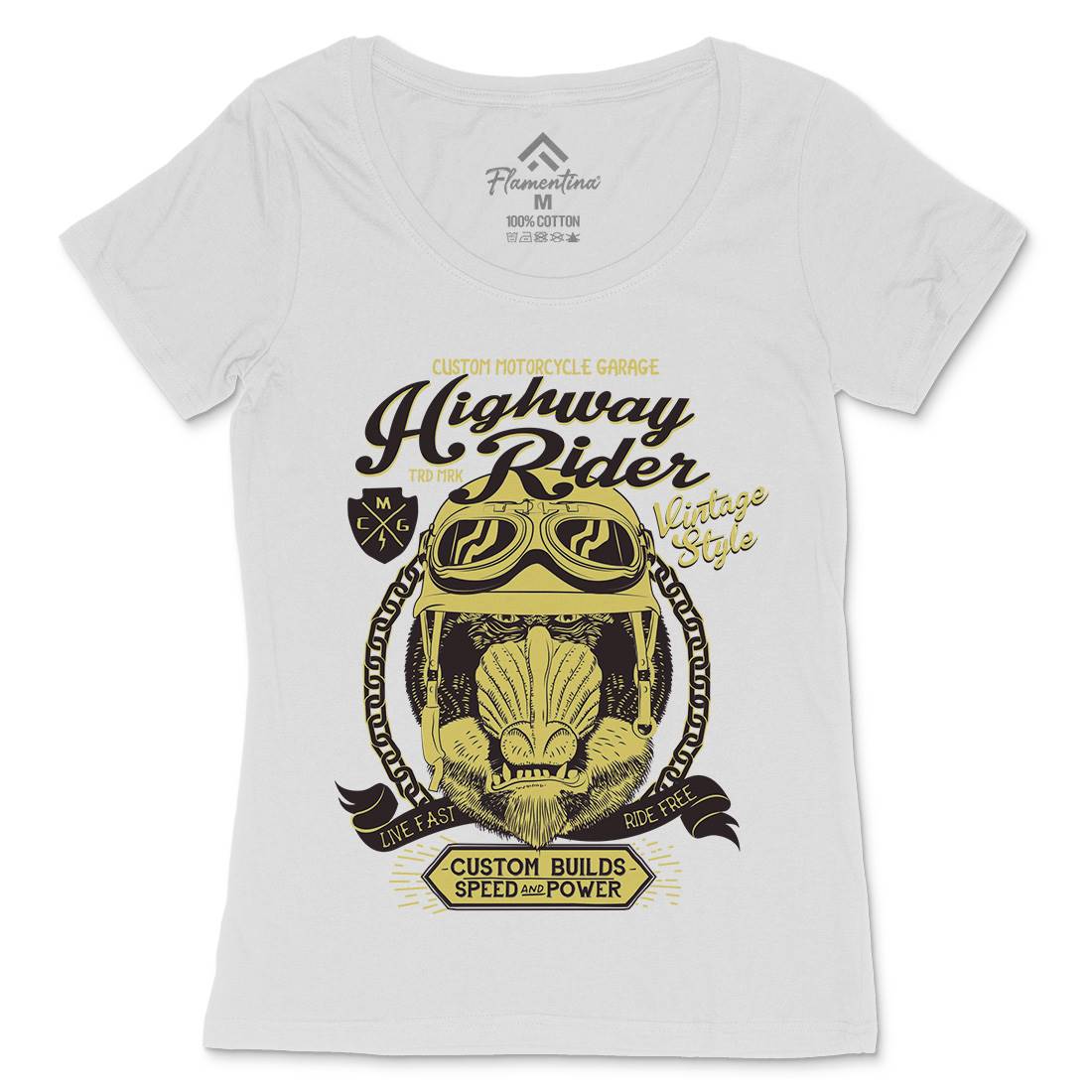 Highway Rider Womens Scoop Neck T-Shirt Motorcycles A999