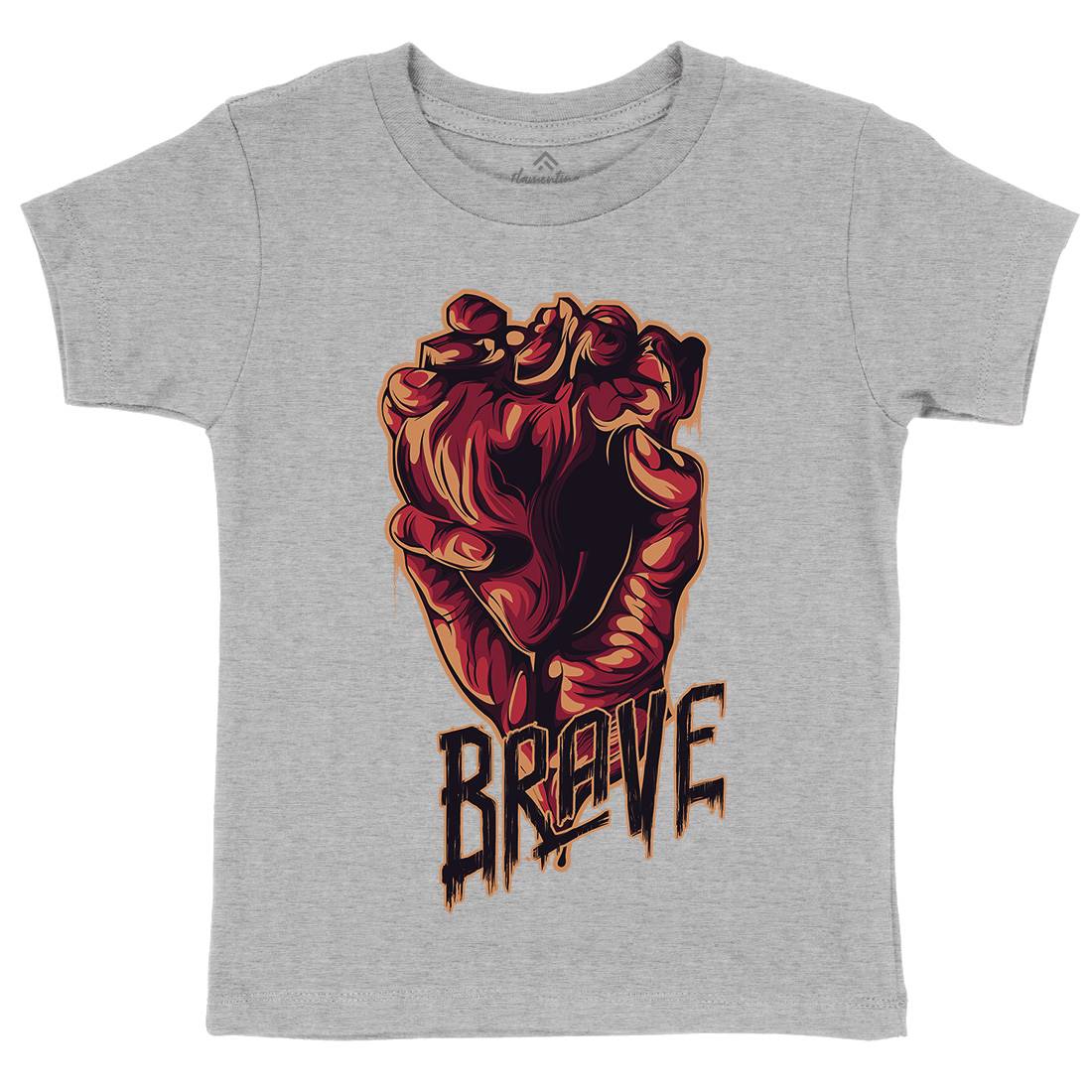 Heart Brave Kids Crew Neck T-Shirt Quotes B000