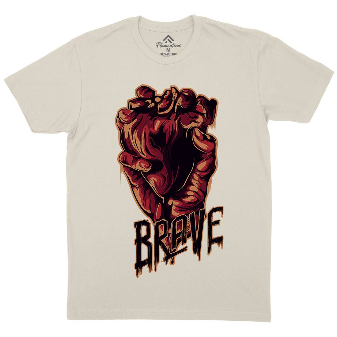 Heart Brave Mens Organic Crew Neck T-Shirt Quotes B000