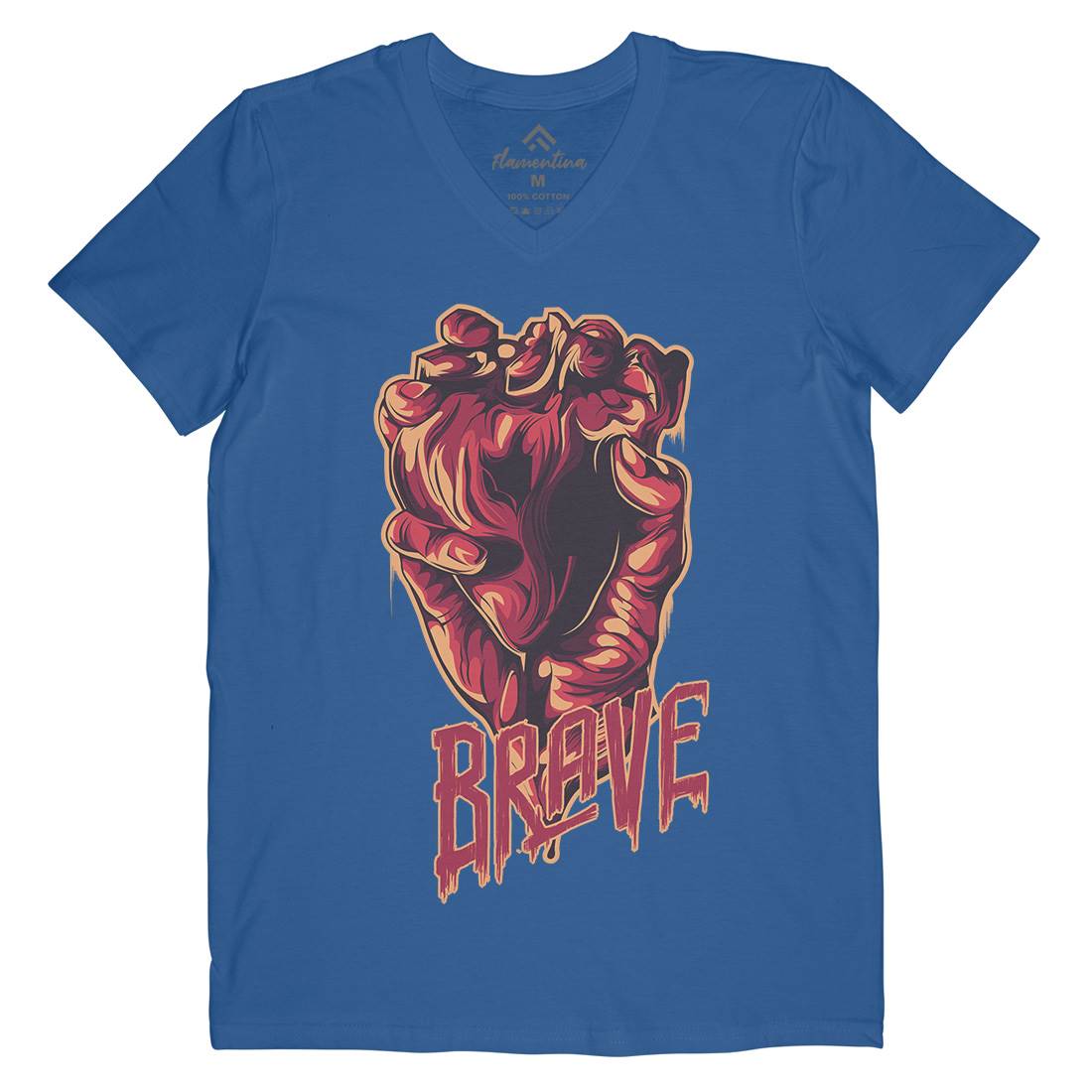 Heart Brave Mens V-Neck T-Shirt Quotes B000