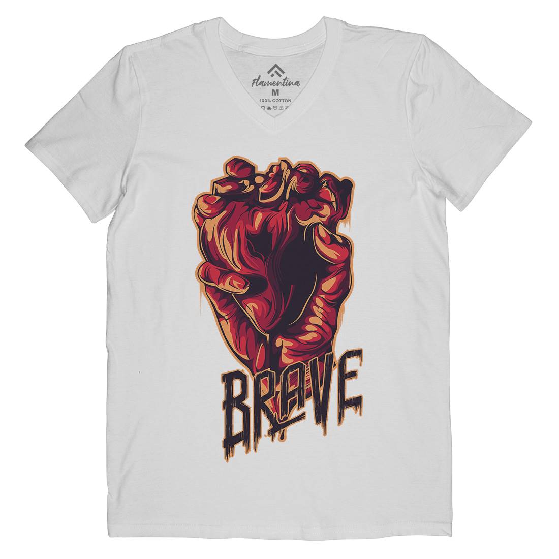 Heart Brave Mens V-Neck T-Shirt Quotes B000