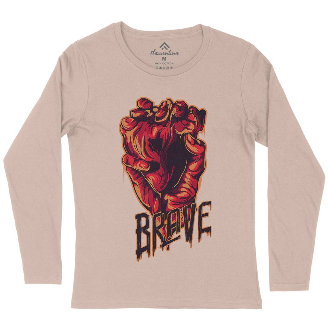 Heart Brave Womens Long Sleeve T-Shirt Quotes B000