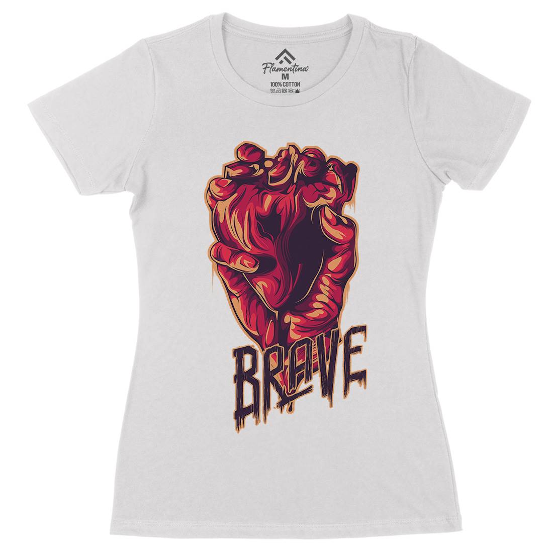 Heart Brave Womens Organic Crew Neck T-Shirt Quotes B000
