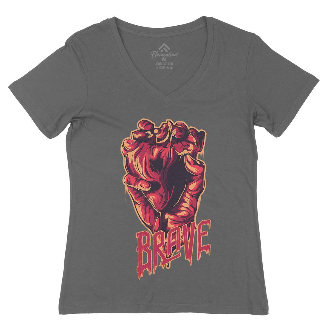 Heart Brave Womens Organic V-Neck T-Shirt Quotes B000