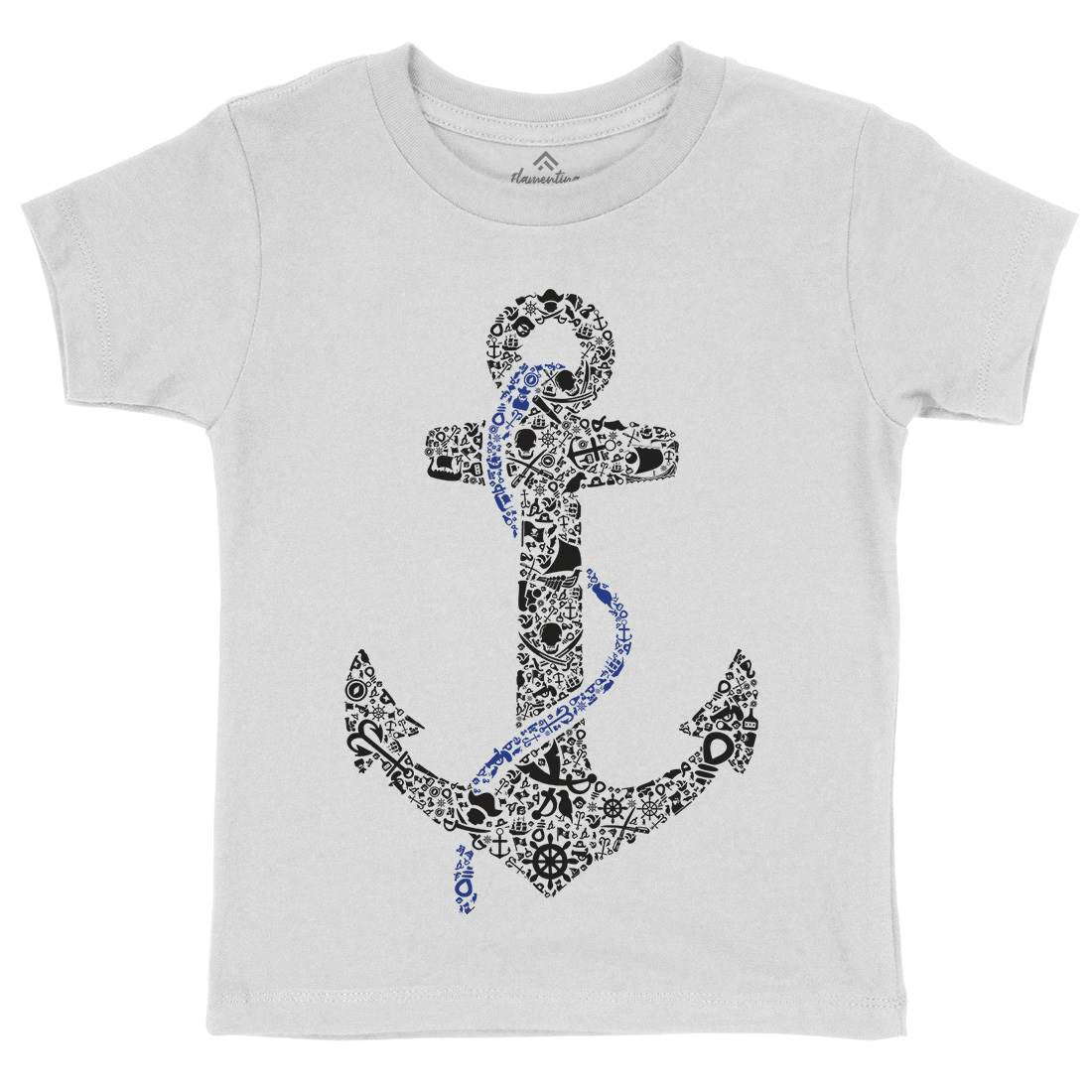 Anchor Kids Organic Crew Neck T-Shirt Navy B001