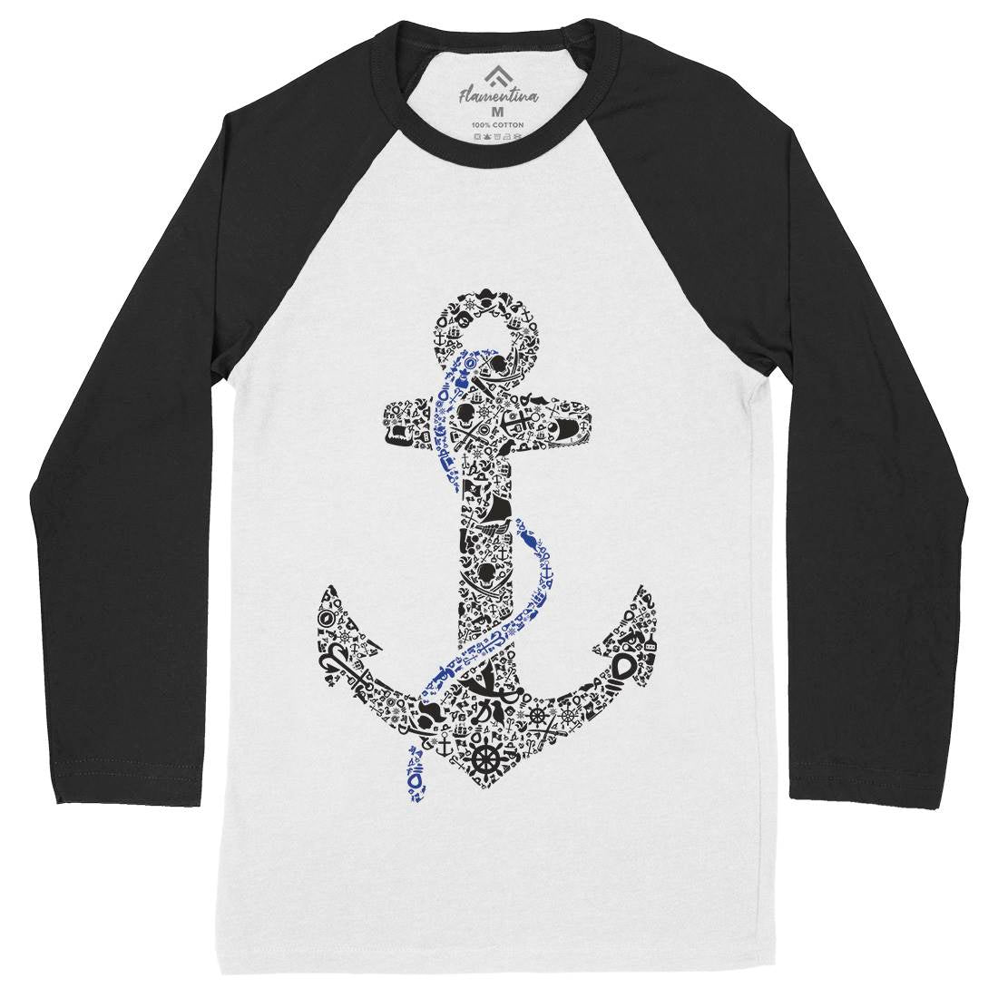 Anchor Mens Long Sleeve Baseball T-Shirt Navy B001