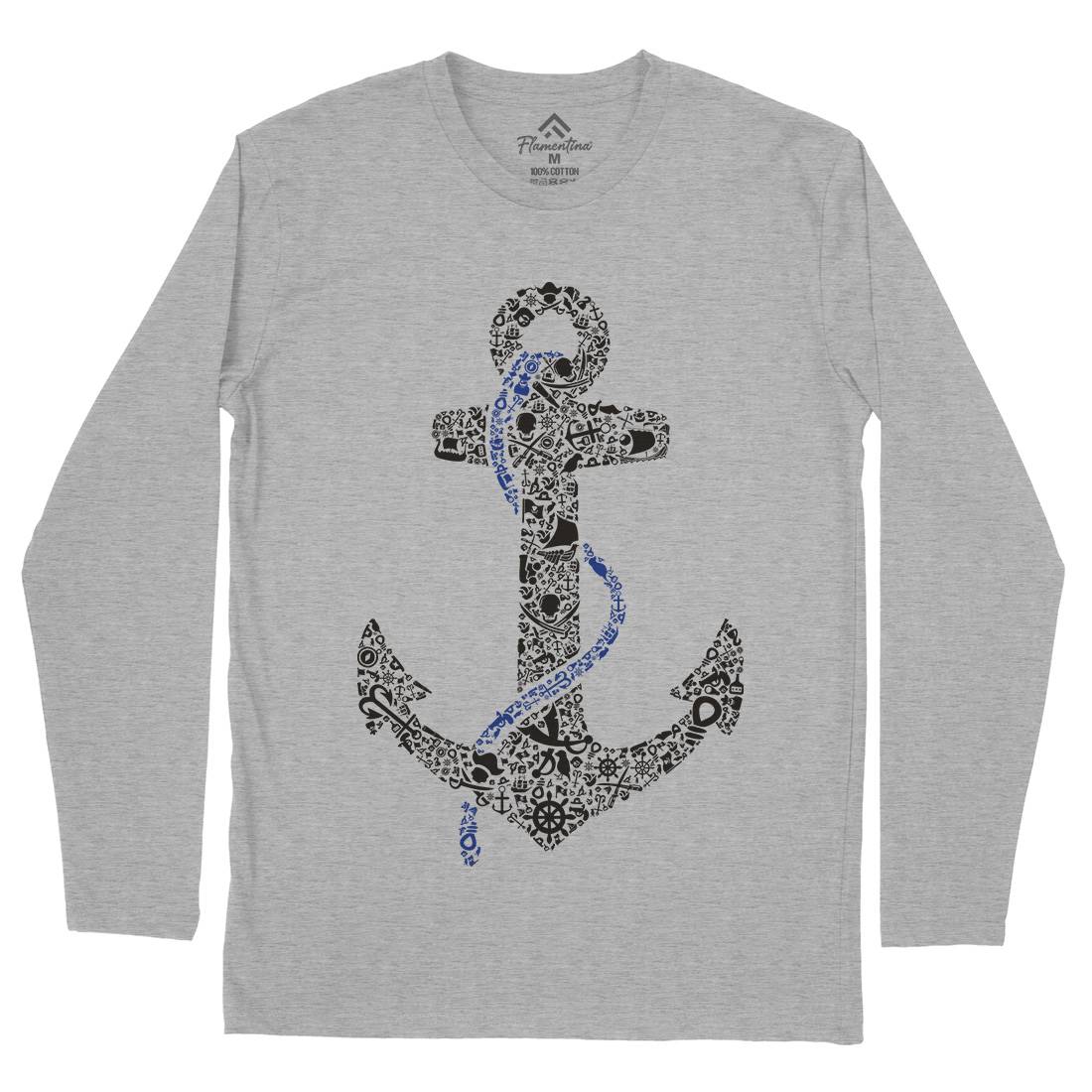 Anchor Mens Long Sleeve T-Shirt Navy B001