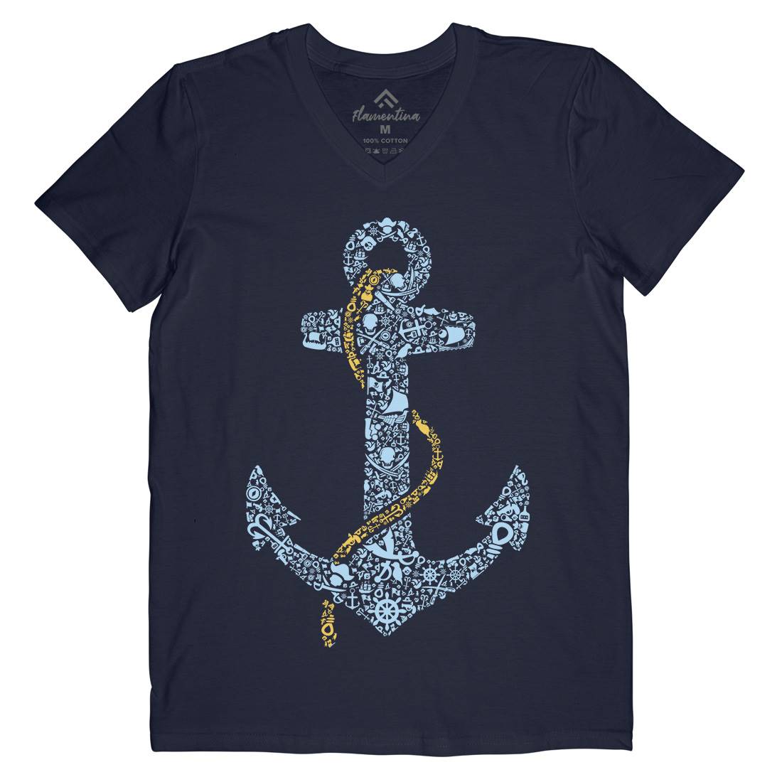 Anchor Mens V-Neck T-Shirt Navy B001