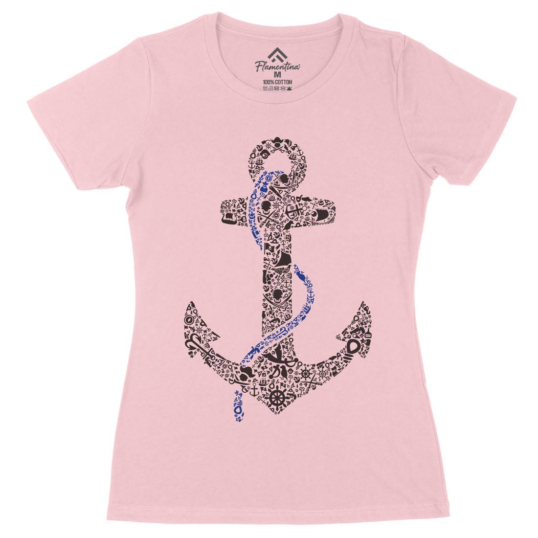 Anchor Womens Organic Crew Neck T-Shirt Navy B001