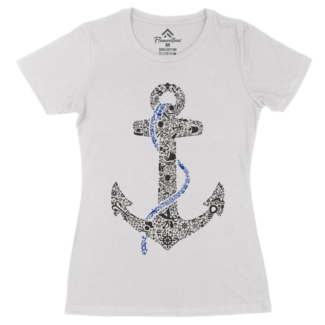 Anchor Womens Organic Crew Neck T-Shirt Navy B001