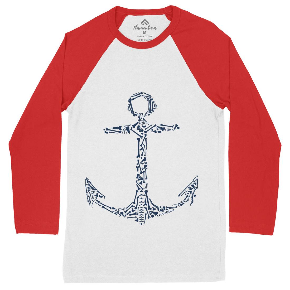 Anchor Bones Mens Long Sleeve Baseball T-Shirt Navy B002