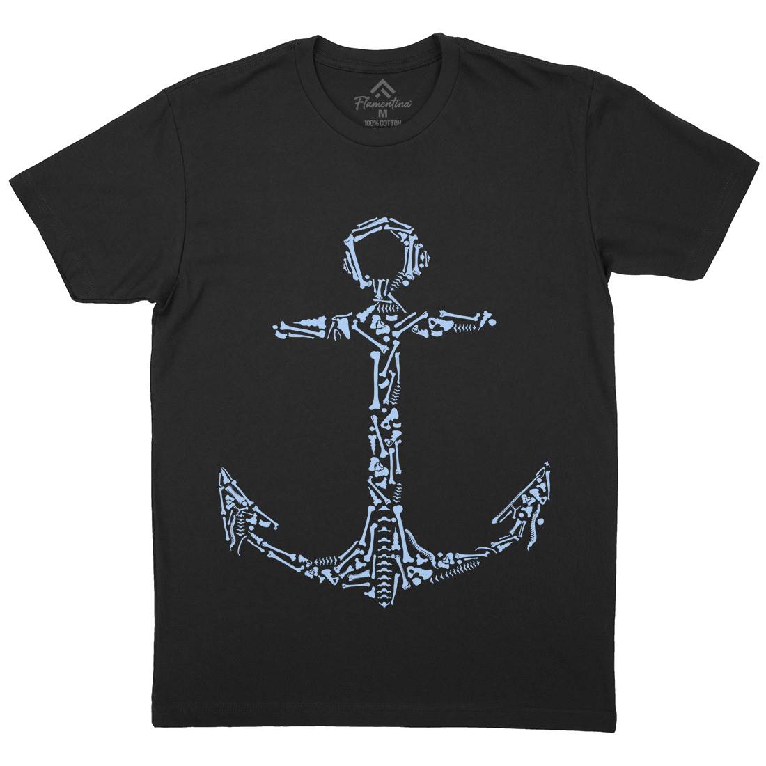 Anchor Bones Mens Crew Neck T-Shirt Navy B002