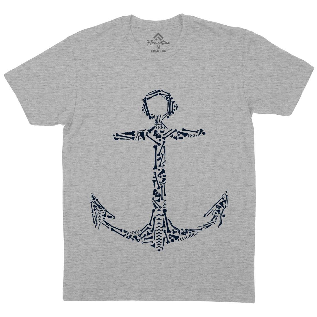 Anchor Bones Mens Crew Neck T-Shirt Navy B002