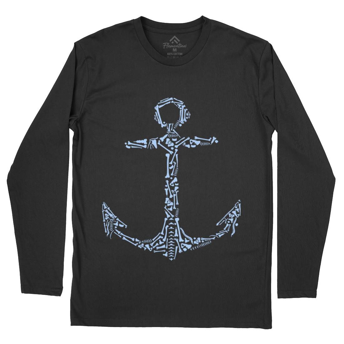 Anchor Bones Mens Long Sleeve T-Shirt Navy B002