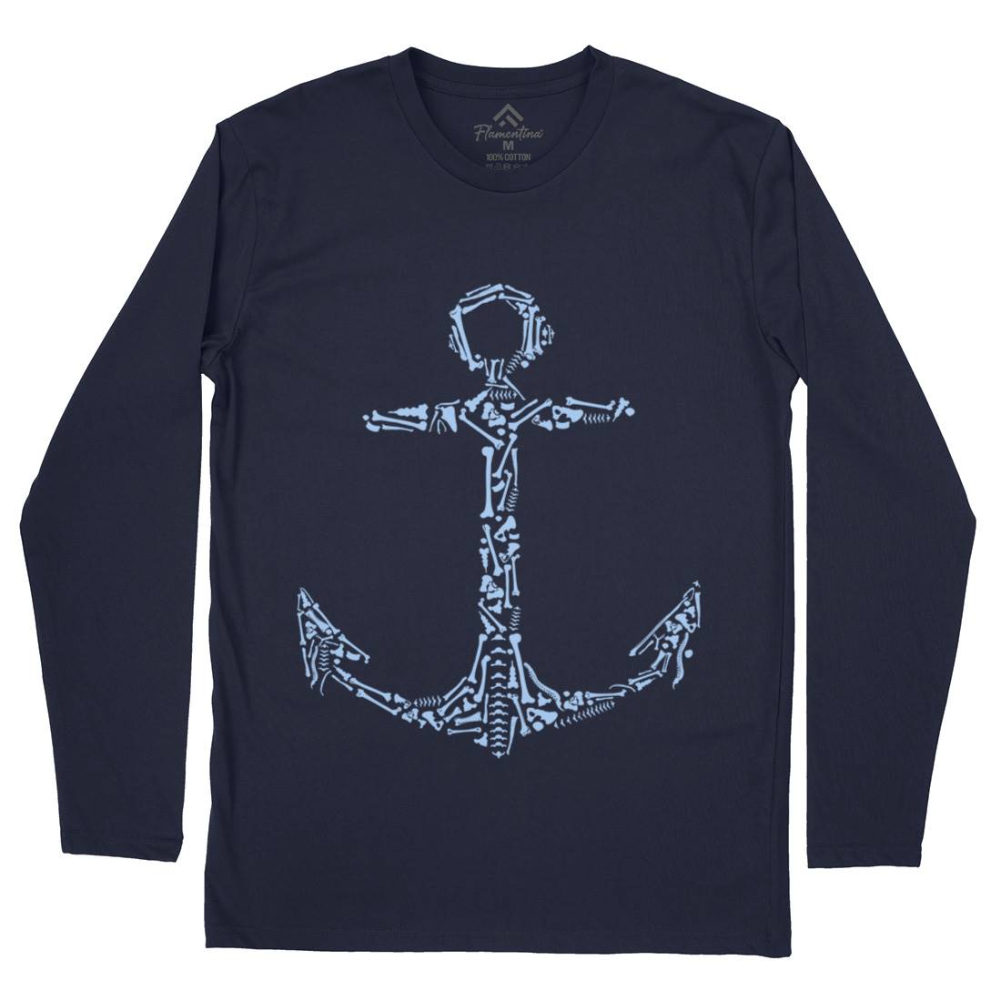 Anchor Bones Mens Long Sleeve T-Shirt Navy B002