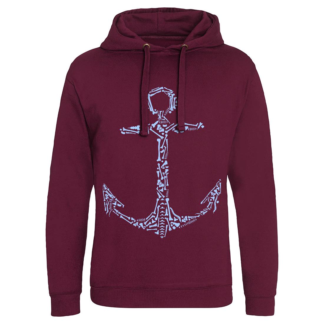 Anchor Bones Mens Hoodie Without Pocket Navy B002