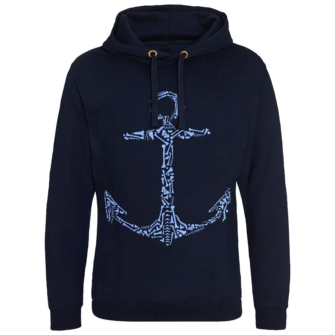 Anchor Bones Mens Hoodie Without Pocket Navy B002