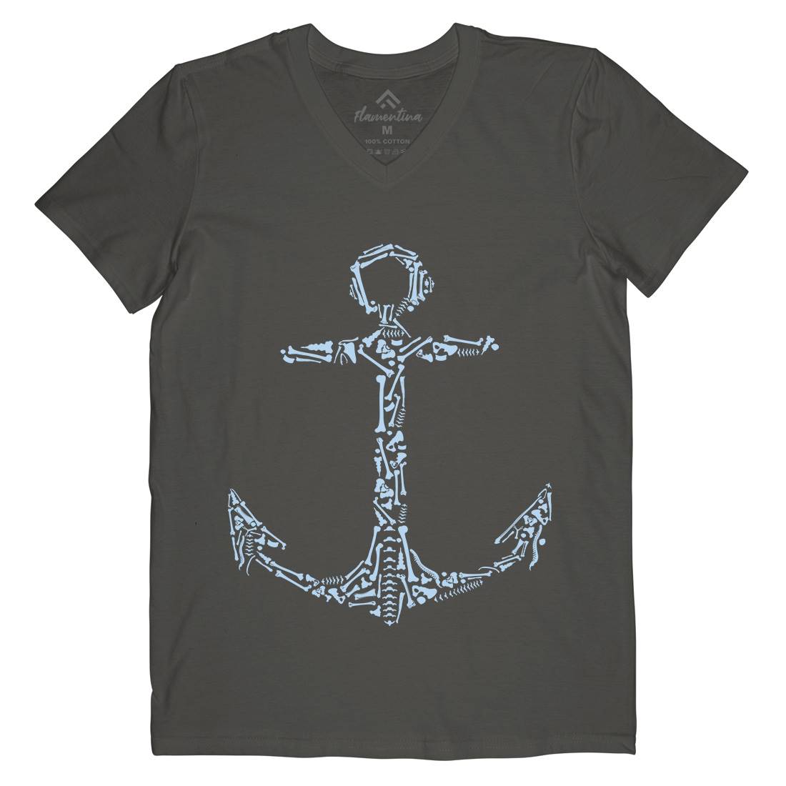 Anchor Bones Mens V-Neck T-Shirt Navy B002