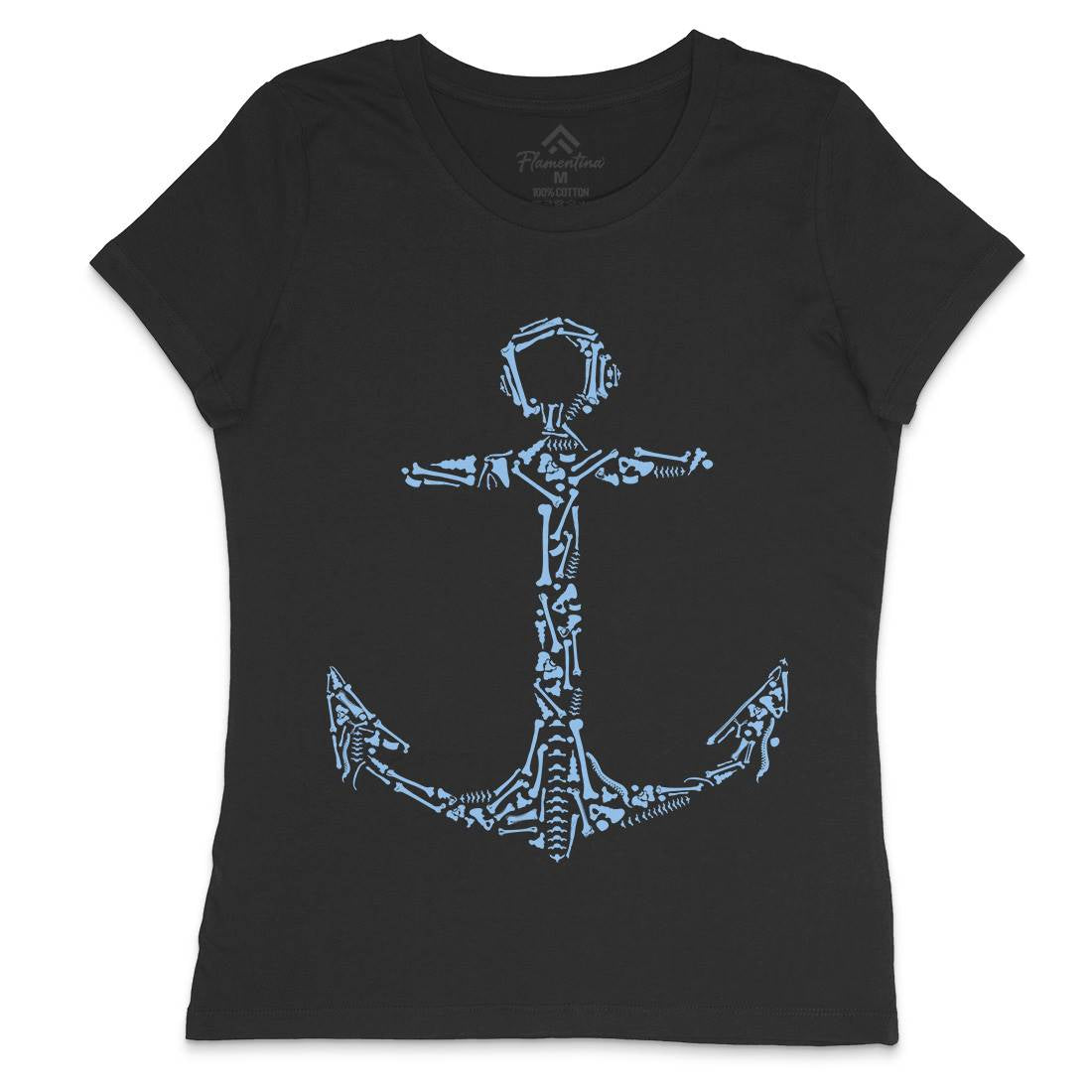 Anchor Bones Womens Crew Neck T-Shirt Navy B002