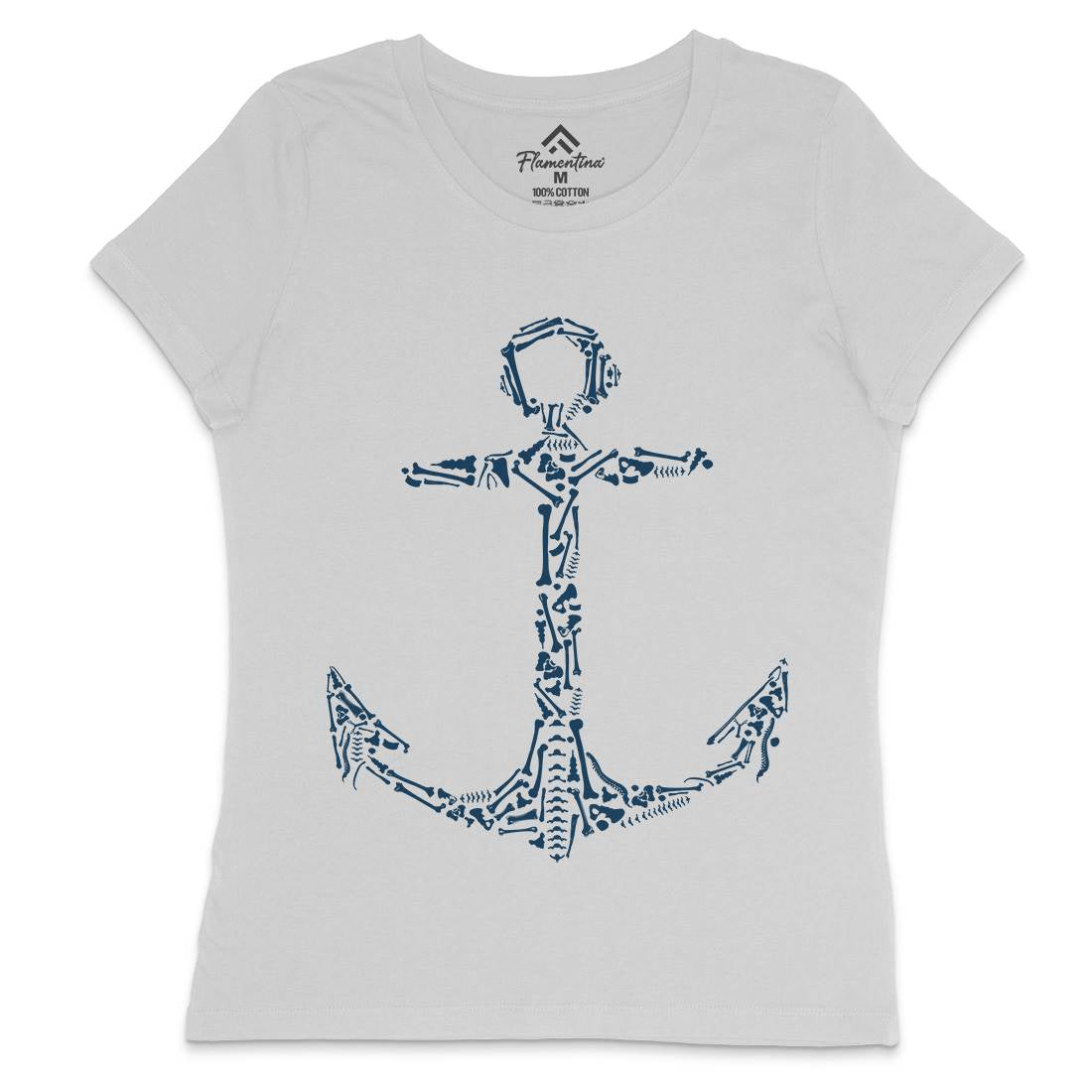 Anchor Bones Womens Crew Neck T-Shirt Navy B002