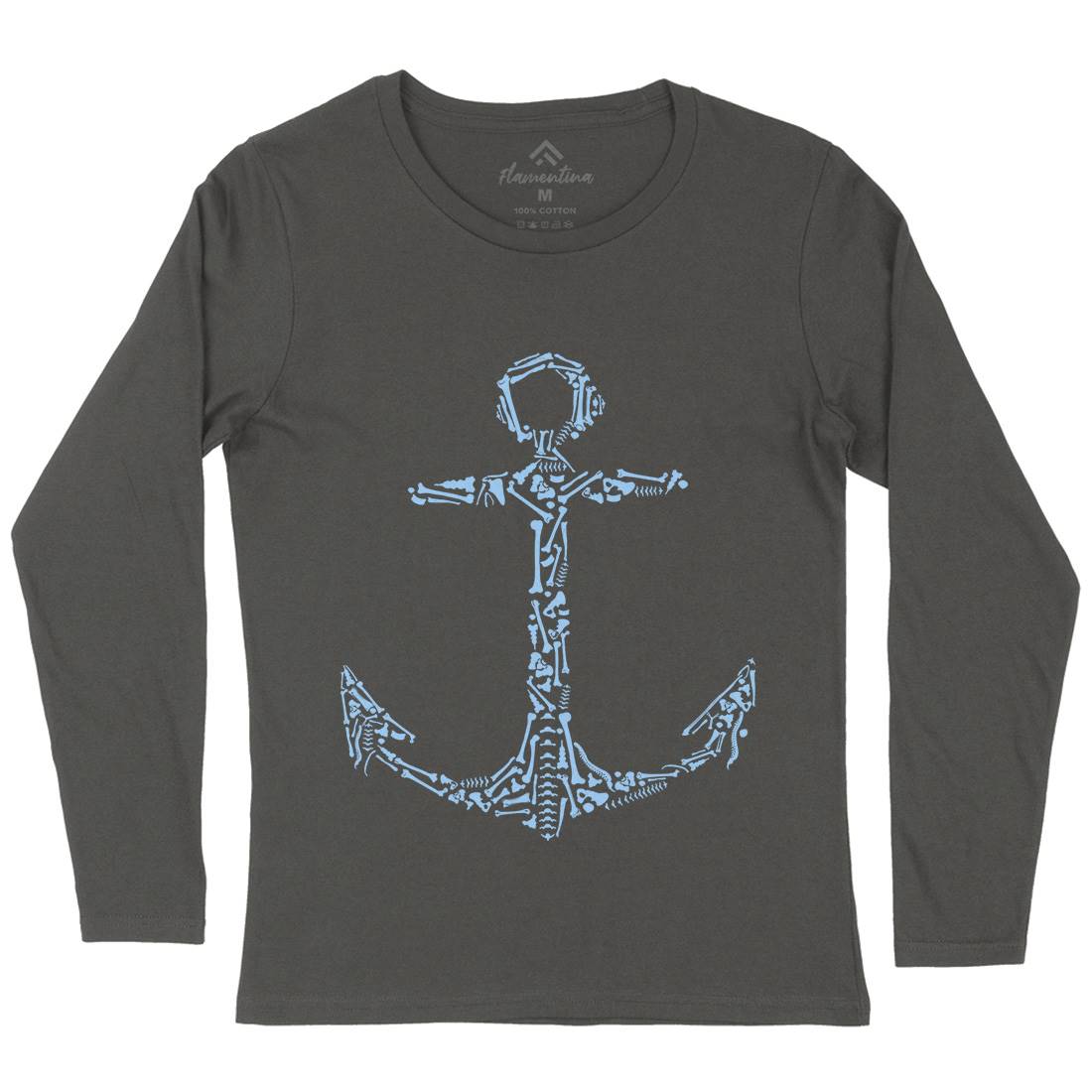 Anchor Bones Womens Long Sleeve T-Shirt Navy B002