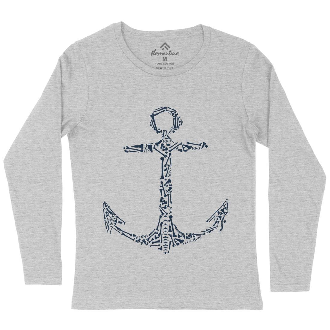 Anchor Bones Womens Long Sleeve T-Shirt Navy B002