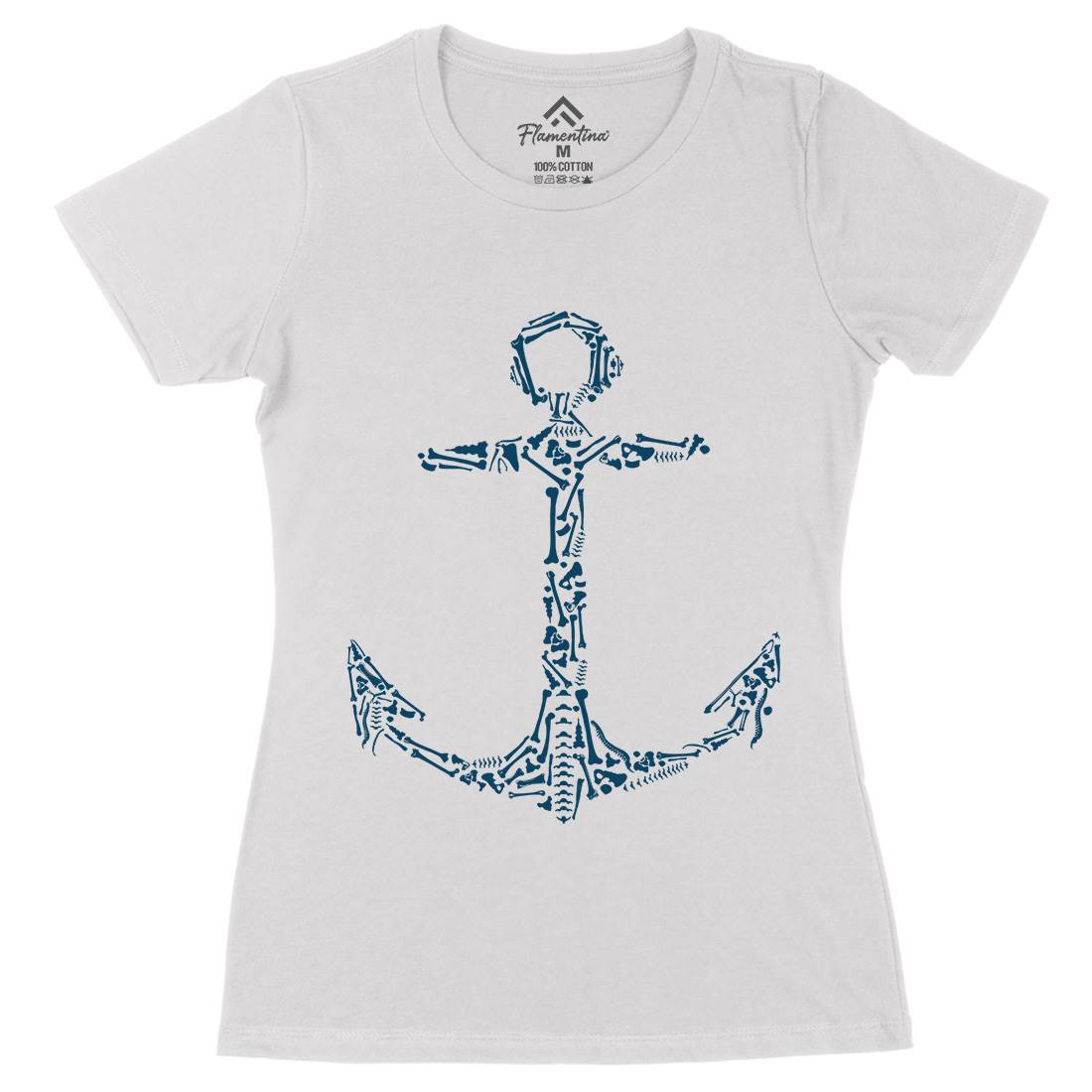 Anchor Bones Womens Organic Crew Neck T-Shirt Navy B002