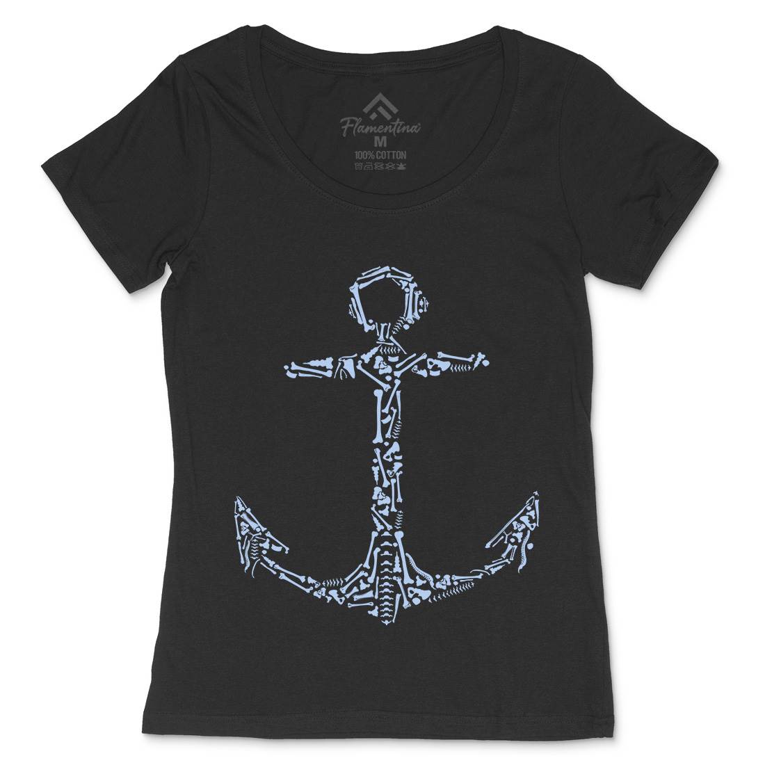Anchor Bones Womens Scoop Neck T-Shirt Navy B002