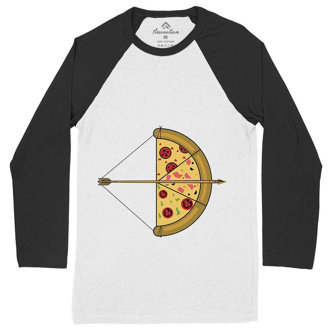 Arrow Pizza Mens Long Sleeve Baseball T-Shirt Food B003