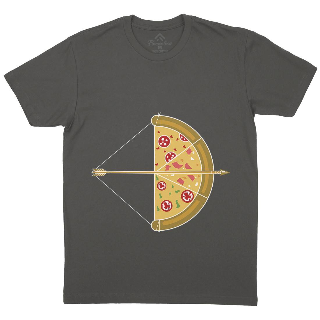 Arrow Pizza Mens Organic Crew Neck T-Shirt Food B003