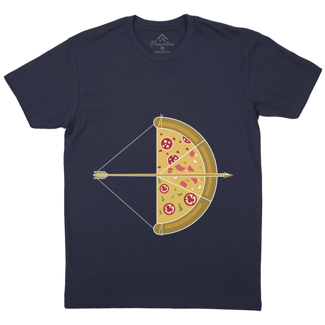 Arrow Pizza Mens Organic Crew Neck T-Shirt Food B003