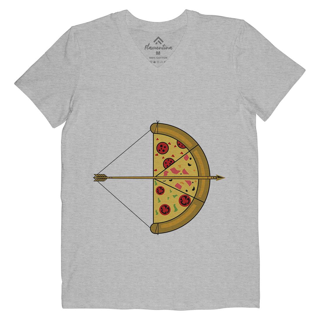 Arrow Pizza Mens Organic V-Neck T-Shirt Food B003