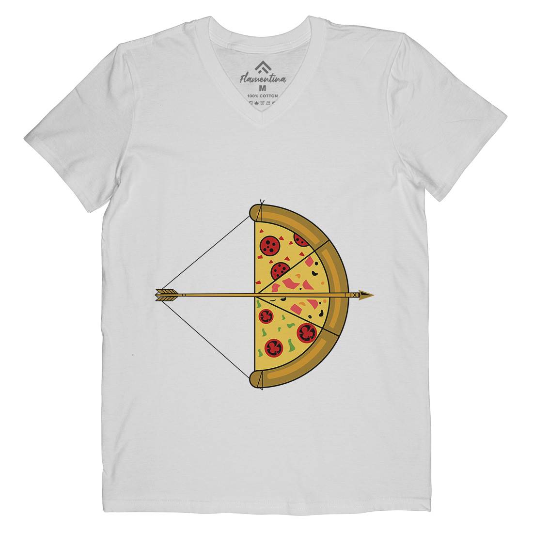 Arrow Pizza Mens V-Neck T-Shirt Food B003
