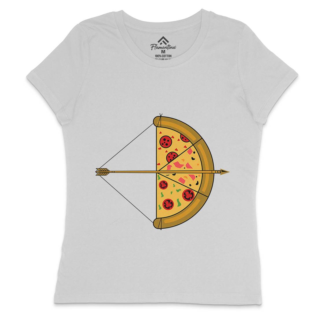 Arrow Pizza Womens Crew Neck T-Shirt Food B003