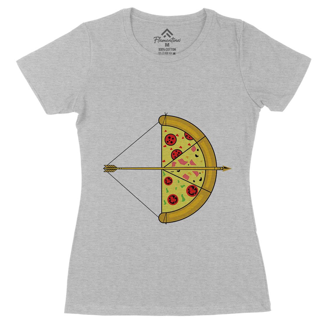Arrow Pizza Womens Organic Crew Neck T-Shirt Food B003