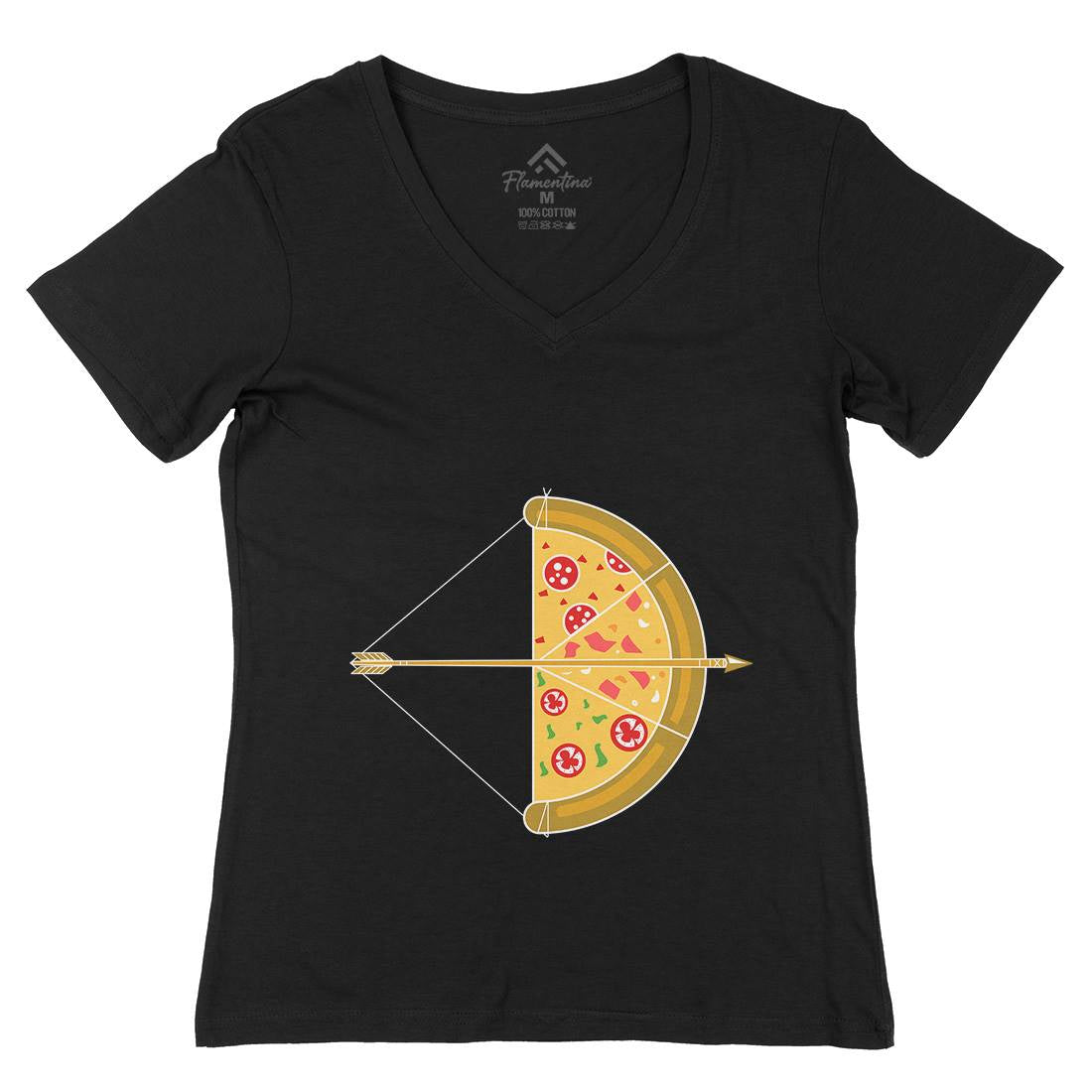 Arrow Pizza Womens Organic V-Neck T-Shirt Food B003