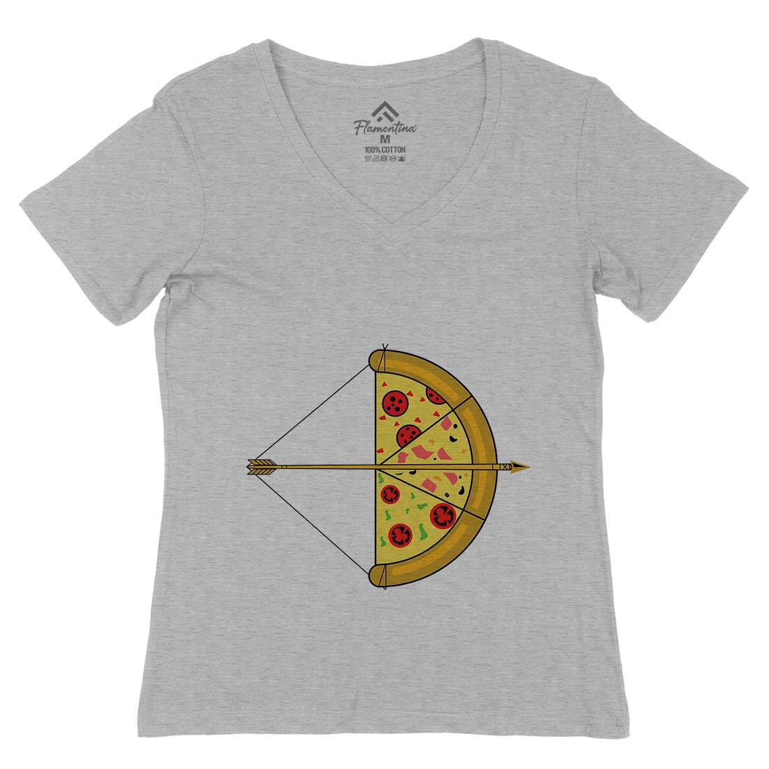 Arrow Pizza Womens Organic V-Neck T-Shirt Food B003