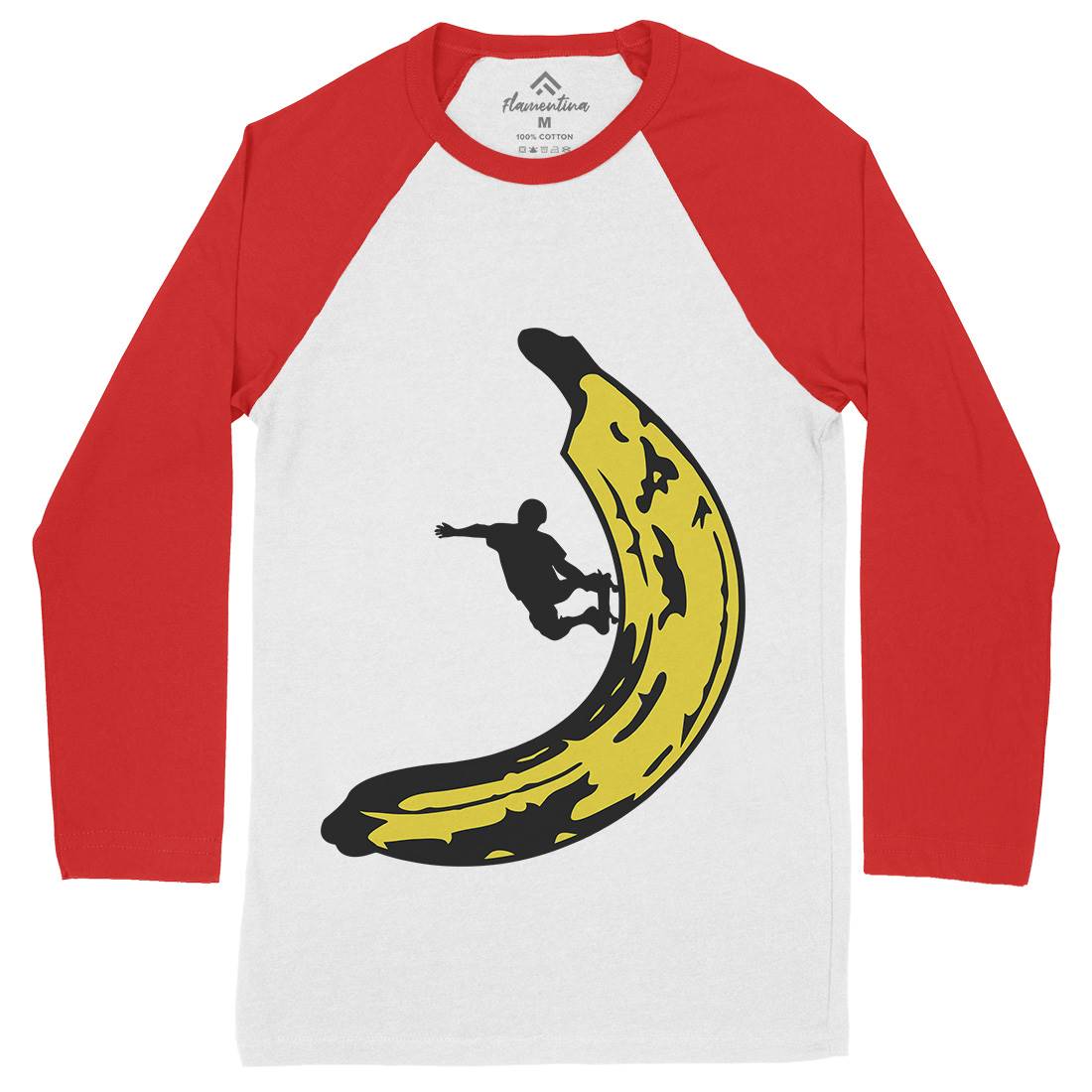 Banana Skateboard Mens Long Sleeve Baseball T-Shirt Skate B006