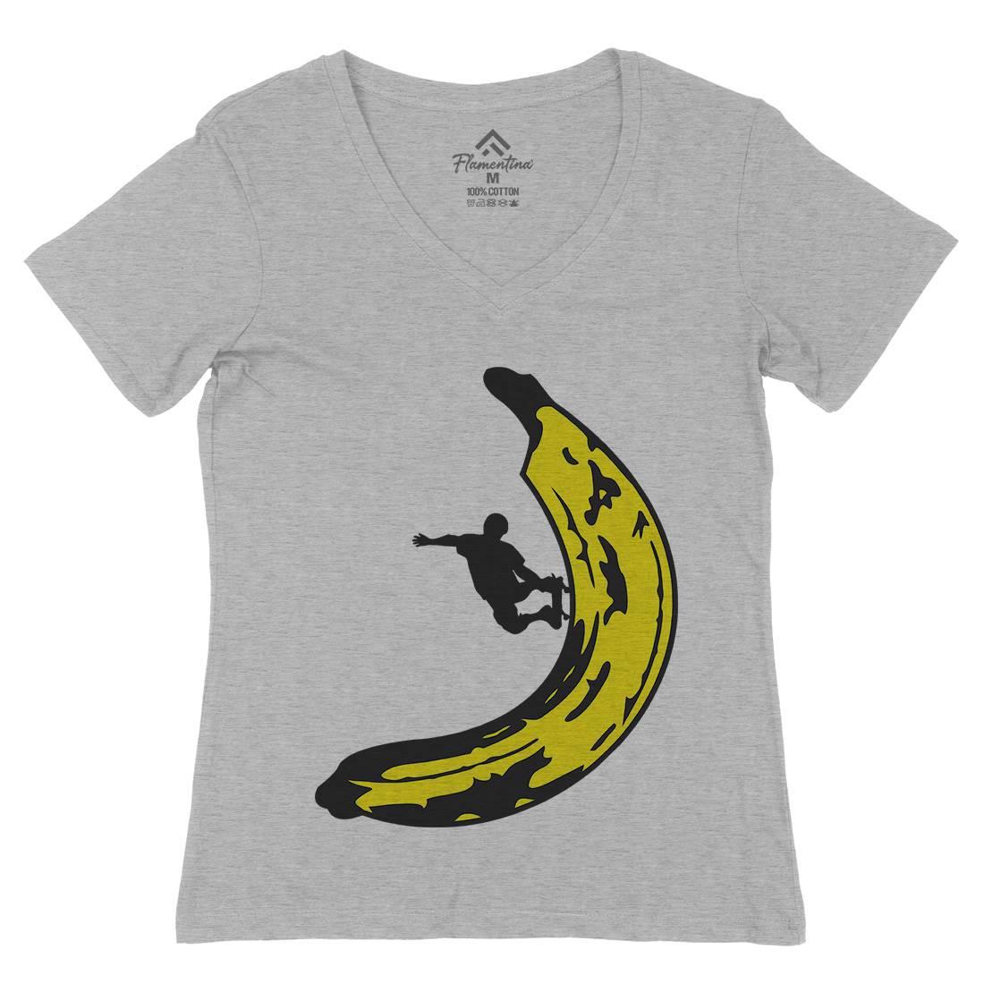 Banana Skateboard Womens Organic V-Neck T-Shirt Skate B006