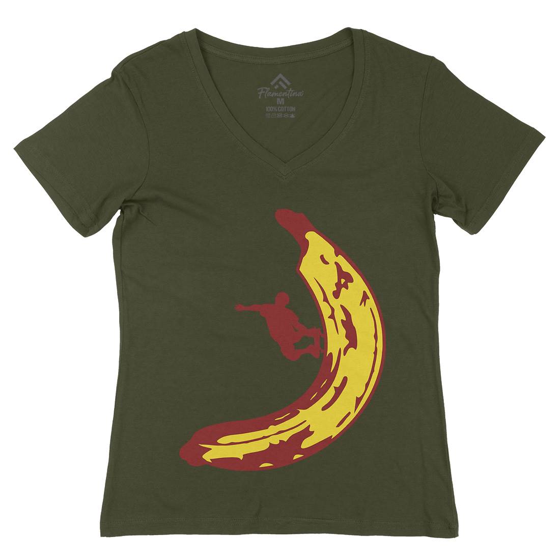 Banana Skateboard Womens Organic V-Neck T-Shirt Skate B006