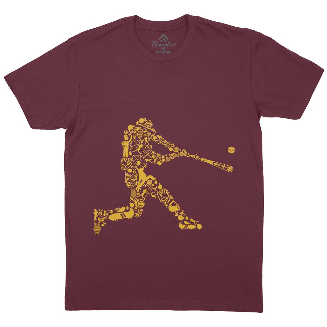 Baseball Player Mens Organic Crew Neck T-Shirt Sport B007