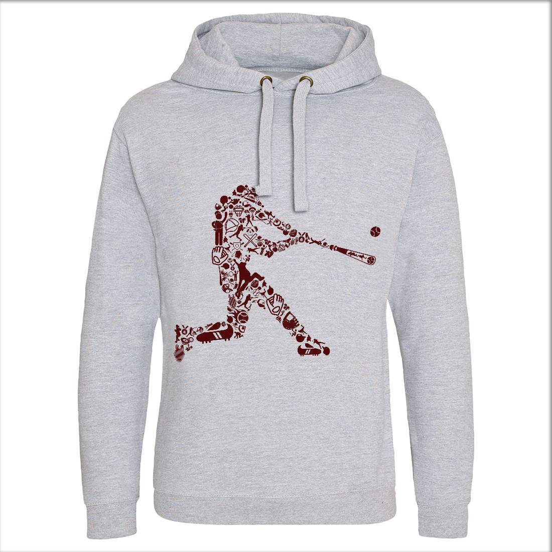 Baseball Player Mens Hoodie Without Pocket Sport B007