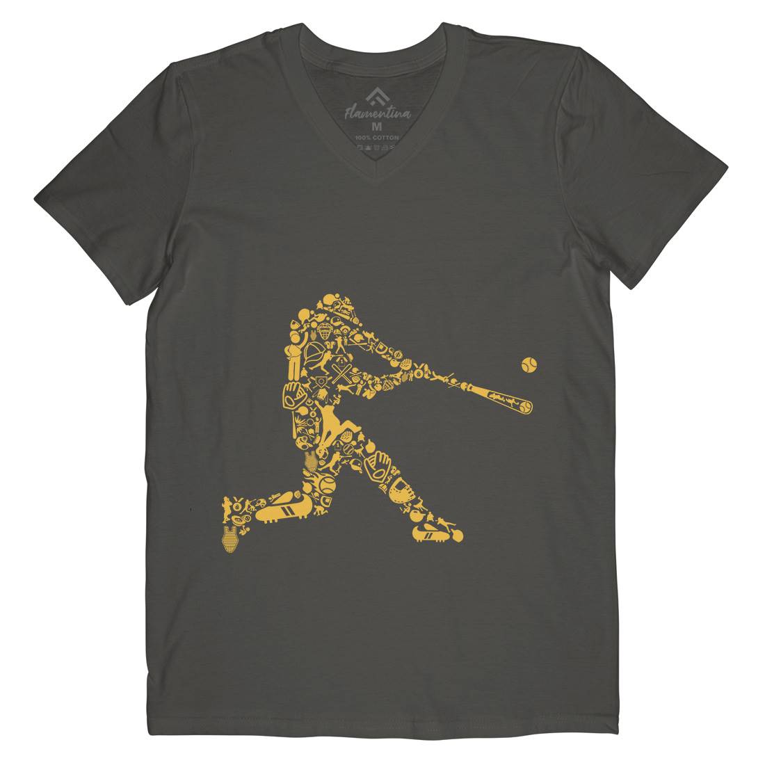 Baseball Player Mens V-Neck T-Shirt Sport B007