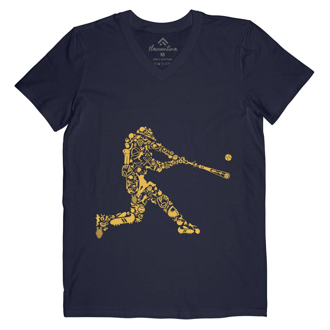 Baseball Player Mens V-Neck T-Shirt Sport B007