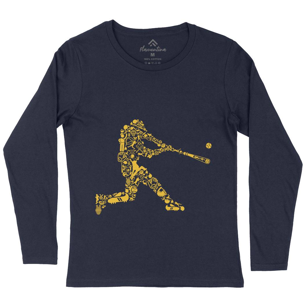 Baseball Player Womens Long Sleeve T-Shirt Sport B007